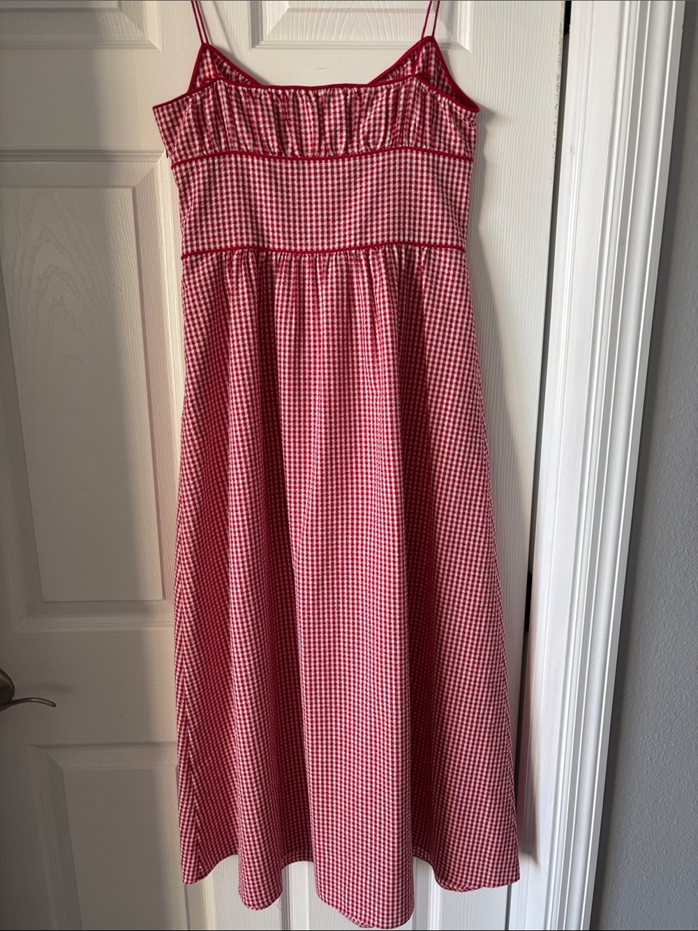 Doen Red and White Belline Gingham Midi Dress - Picture 5 of 6